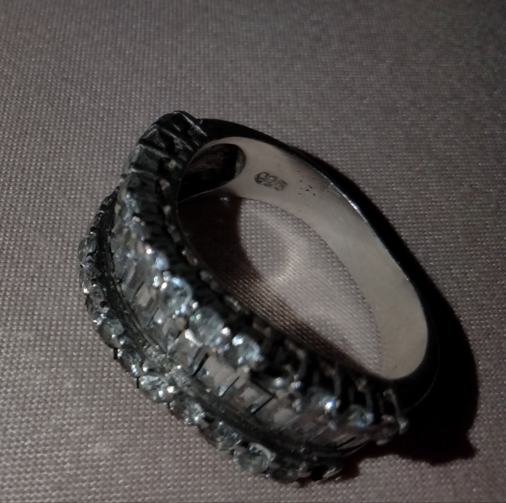 Baguette And Round Diamond Ring In Sterling Silver Size-6 50 Ct TW 105$